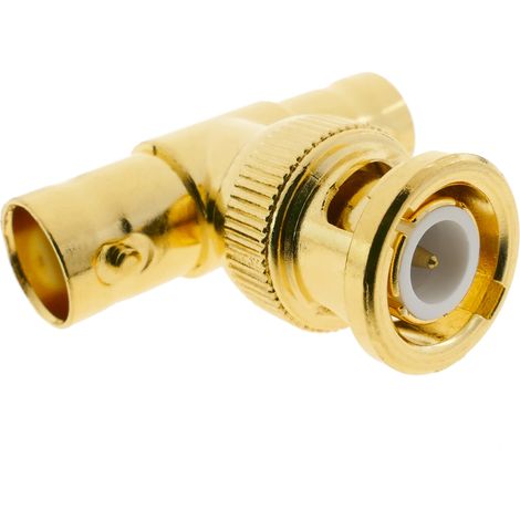BeMatik - Conector dorado BNC RG6U macho-hembra-hembra empalme &quotT&quot