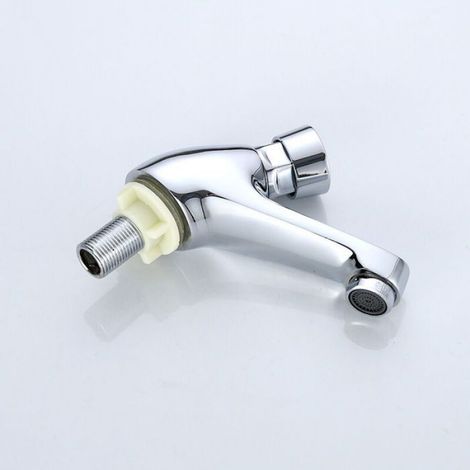 Robinet Temporisé - Laiton Chromé - Fermeture Automatique Après 4 à 6 Secondes - Pour Lavabo Cuisine Salle De Bain Hôtel - 1 Pièce (1/4)