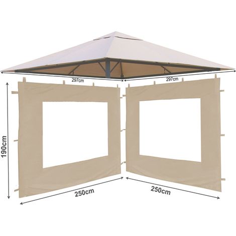 Set Ersatzdach und 2 Seitenteile für Garten Pavillon 3x3m Sand Antik Pavillondach Ersatzbezug Seitenwände (1/5)