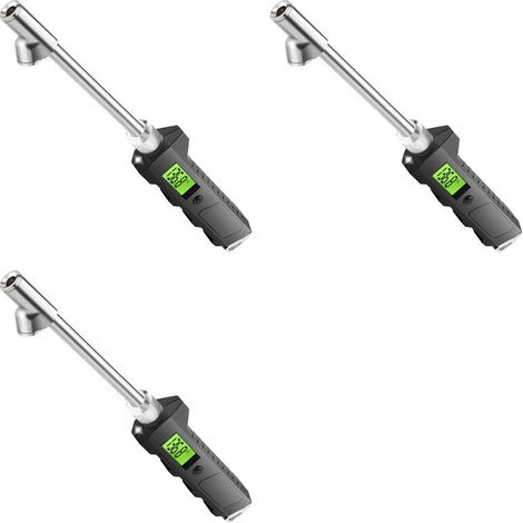 Manometro per pneumatici illuminato 3x per autocarri pesanti, con display LCD ad alta luminosità, manometro digitale a doppia testa.