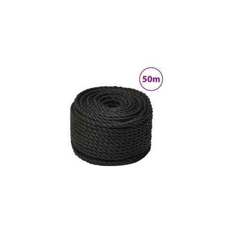 Schwarzes Arbeitsseil, 10 mm, 50 m, Polypropylen - Crezuo