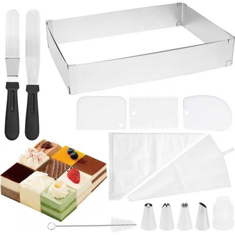 Rectangular Patisserie Frame, Extendable Patisserie Frame with 2 Spatula (1/5)