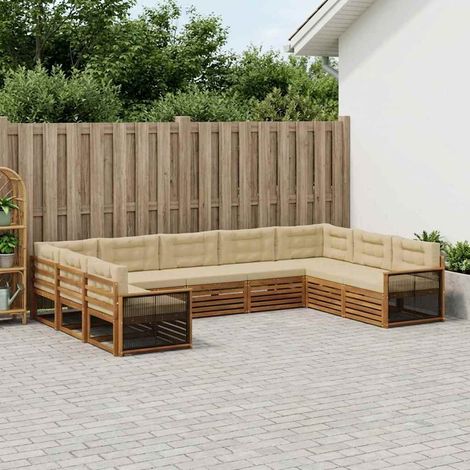 vidaXL Outdoor-Sofagarnitur 9 pcs Natur und Beige Massivholz Akazie (1/5)