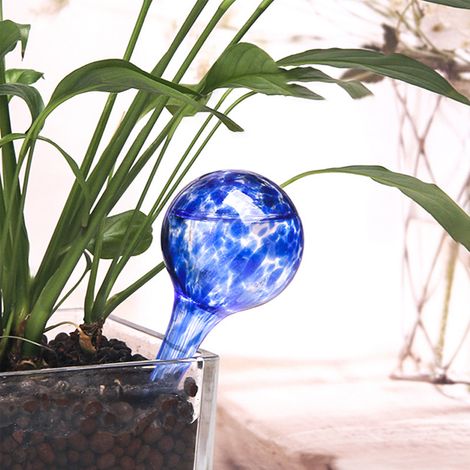 Boules d'arrosage automatiques 6pcs verre soufflé multicolore système irrigation plantes intérieur extérieur rechargeable décoratif (1/5)