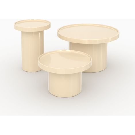 Lot de 3 tables basses laquées blanches en MDF  - Nora (1/5)