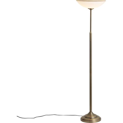 QAZQA Classic Floor Lamp Bronze with Opal Glass - Katarina