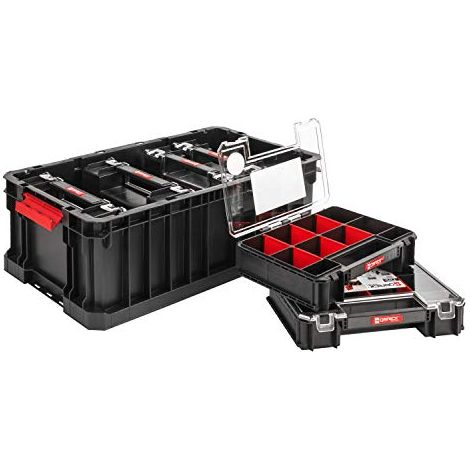 Boîte de rangement Qbrick System Box 200 – Polypropylène transparent – Capacité 100 kg – Compartiments modulables pour outils