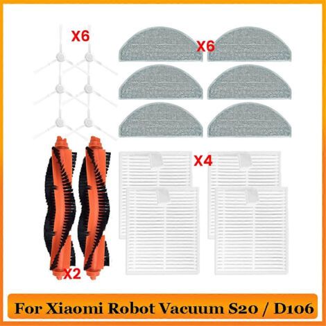 Pièces de rechange pour aspirateur robot Xiaomi S20 / D106 : couvercle de brosse latérale principale et filtre HEPA