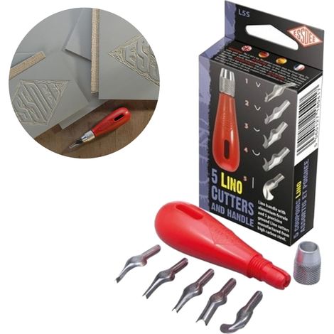 Set di scalpelli con supporto per linoleum 5 pezzi Essdee per set di graphic designer per linoleum (1/5)