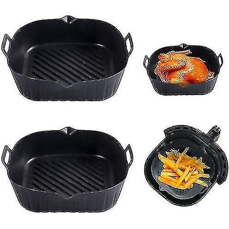 Panier de cuisson en silicone pour friteuse à air chaud, antiadhésif, réutilisable, compatible micro-ondes. (1/4)