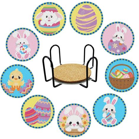 Diamantstickerei – Untersetzer-Set (9-teilig) – Süße Ostern (1/5)
