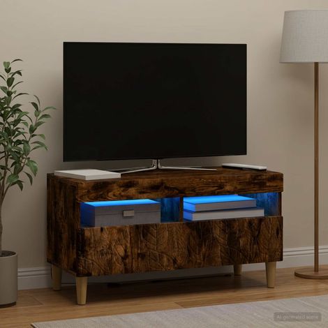 vidaXL Mueble de TV LED Roble Ahumado Madera de ingeniería (1/5)
