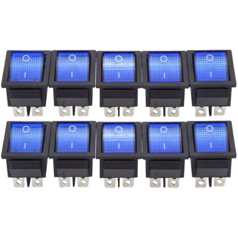 Interrupteur à Bascule KCD4 6 Broches en Plastique Bleu avec Lumière, Panneaux de Haute qualité, Excellente Finition, 10 Pièces Interrupteur à Bascule à Installation Facile pour (1/5)
