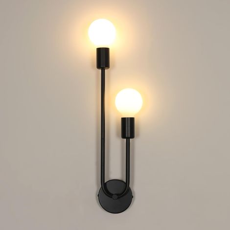 Applique Murale Interieur, Ajustable 2 E27 Rétro Metal Lampe Murale (1/5)