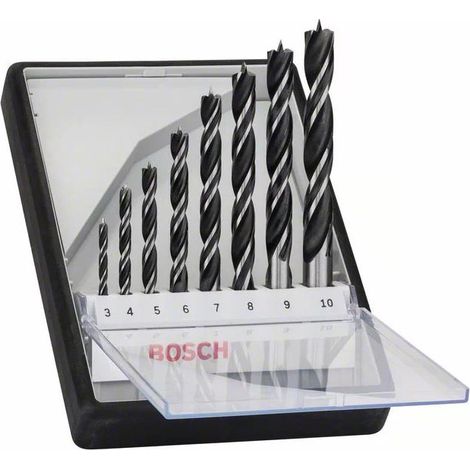 Bosch – Mèche à bois pour perceuse 2607010533 – Set de 8 forets 3-10 mm – Acier chrome-vanadium – Pour perçage précis sans éclat