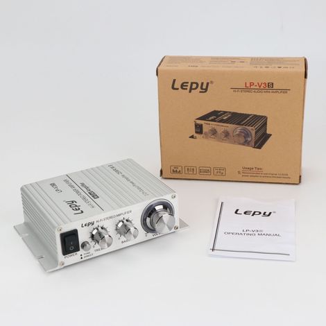 LepyV3S High-Power, High-Fidelity Analog 12V Car/Home Use, Computer, MP3, HiFi Amplifier -- V3S Silver Standalone Unit (1/3)