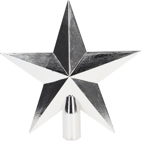 Étoile de Noël "Alasia" pour cime de sapin 200x196mm en plastique argenté avec finition pailletée