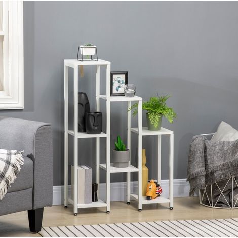 mobile scaffale 65x23x94,5cm 7 ripiani piante bianco OKMYHOME (1/5)
