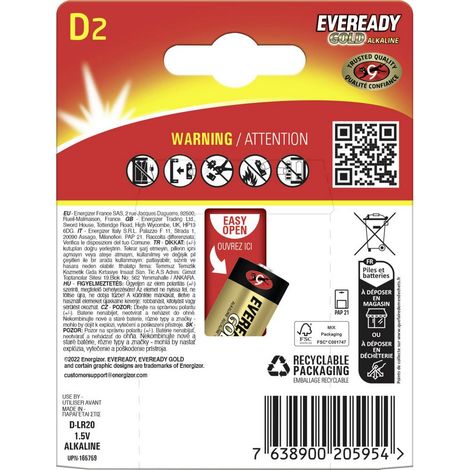 Eveready E304396900 Pile LR20 (D) 1.5 V 2 pc(s) (1/4)