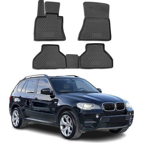 OMAC 3D Tapis de Sol Compatible avec BMW X5 E70 2007-2013 en Caoutchouc Noir (1/5)