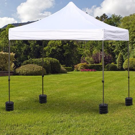 Poids pour tente de fête HDPE noir Ø25x6 cm remplissable jusqu'à 5 kg stabilisation pied tonnelle résistant vent extérieur (1/5)