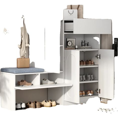 Scarpiera con ante curve, design pieghevole, colore bianco. (1/2)