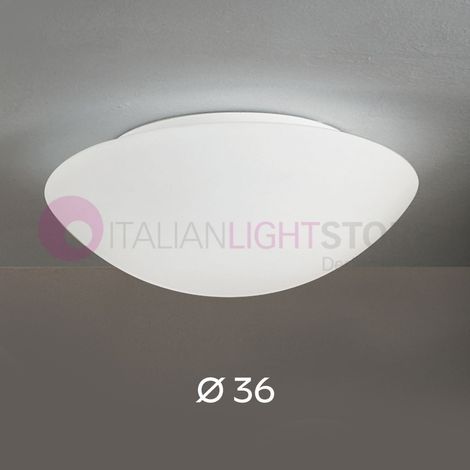 PANDORA PLAFONIERA BIANCA IN VETRO DIAMETRO 36CM 2 LUCI ATTACCO E27 (1/3)