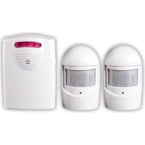 Systèmes Sécurité Alarme, 1 Récepteur et 2 Détecteurs de Mouvement PIR Résistant Intempéries pour Cour / Garage / Grange,Kit Sirène sans Fil pour Port et Fenêtre Sécurité Protection Anti vol (1/4)