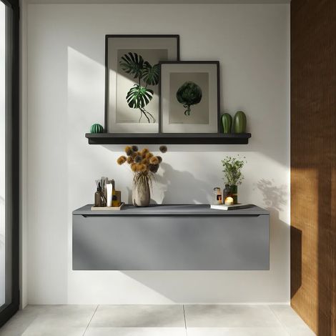 Gris mat 90cm Tiroir coulissant Soft-close Mod. Bako