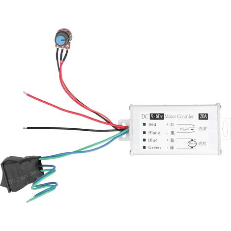 Régulateur de vitesse moteur DC PWM 9-60V 20A Inversion sens rotation Potentiomètre réglage continu aluminium (1/4)