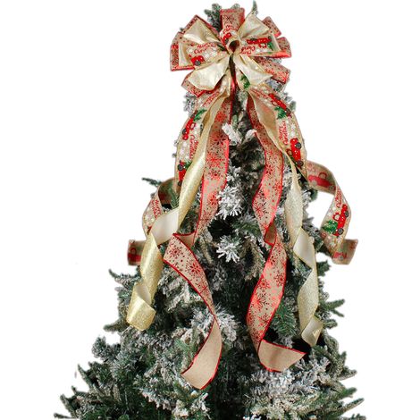 Nœud de décoration créative artisanale avec 6 queues pour décoration de fête, doré (1/5)