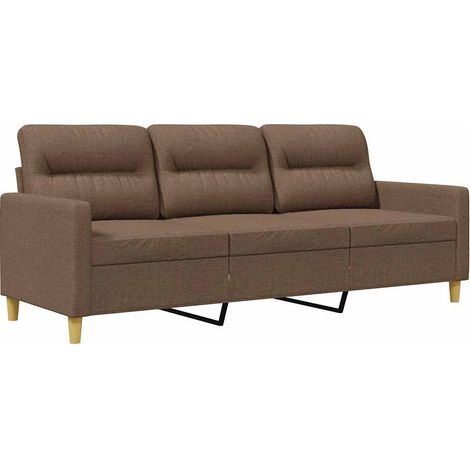 Divano a 3 Posti Sofa Marrone 180 cm in Tessuto (1/5)