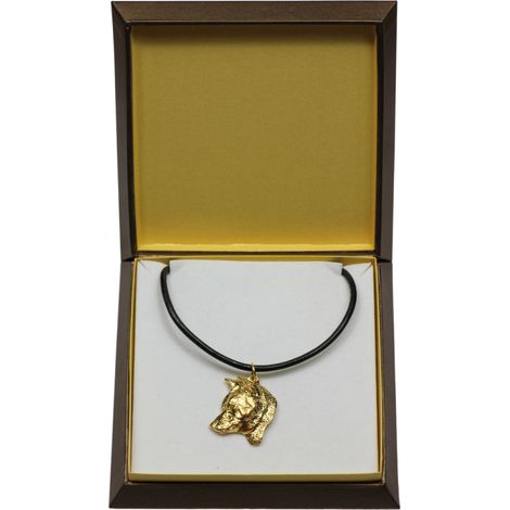 Collar con colgante de perro Shiba Inu en caja de regalo, colgante chapado en oro para amantes de los perros, impresionante joyería de Art-Dog. (1/5)