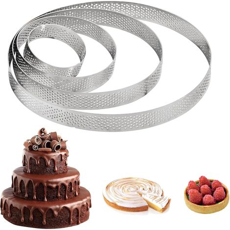Set of 4 Stainless Steel Pastry Pie Rings for Cake Foam (2.4/3.9/5.9/20cm) (1/5)