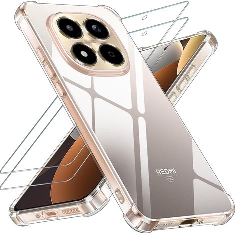 Coque pour Xiaomi Redmi Note 15 Pro 5G (Pas pour Pro 4G) avec 2 Verre Trempé,[Protection Caméra] Protection Militaire Étui Housse Ultra Mince Antichoc Anti-Rayures Case - Transparent (1/5)