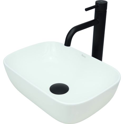 GTM Design Aufsatzwaschbecken 36 cm – Glanz Modern Waschbecken ohne Hahnloch – Elegantes Aufsatzwaschbecken Oval für Badezimmer und Gäste WC – nur Bad Waschbecken (1/5)
