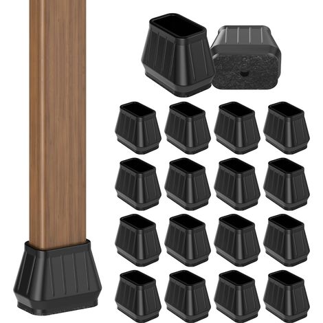 Lot de 24 protections rectangulaires pour pieds de chaise en bois dur, en caoutchouc épais, patins antidérapants pour protéger les sols en bois des rayures et réduire le bruit (1/5)