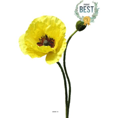 Pavot artificiel H60 cm 1 fleur et 1 bouton Superbe fleur Jaune - BEST - couleur: Jaune