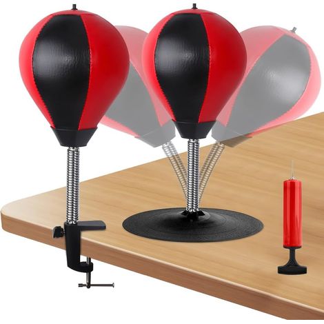 Table de punching ball, Sac de frappe punching ball pour le bureau Desktop Sac de frappe, avec ventouse, pince de table et accessoires, Mini sac de frappe anti-stress pour bureau et comptoir (1/5)