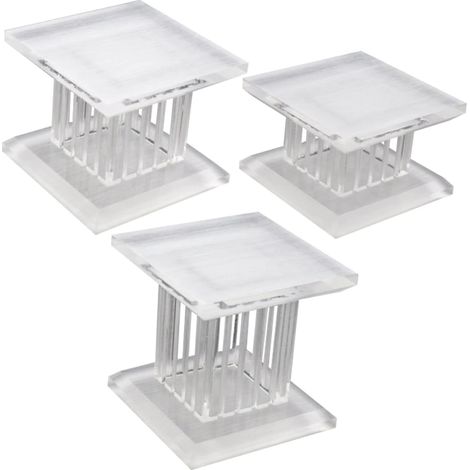Présentoir en Acrylique Colonne Romaine Argenté, Lot de 3 Pièces (1/5)