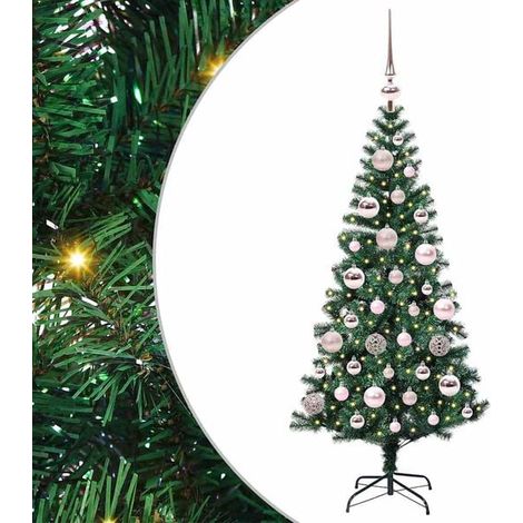 Sapin de Noël artificiel pré-illuminé, vert, 120 cm, en PVC et métal. (1/5)