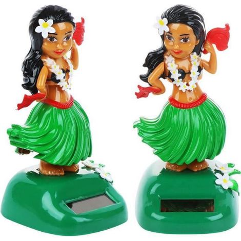 1 Figurine solaire, Danseuse hawaïenne, Plastique, Couleurs vives, Tableau de bord, Bureau (1/4)