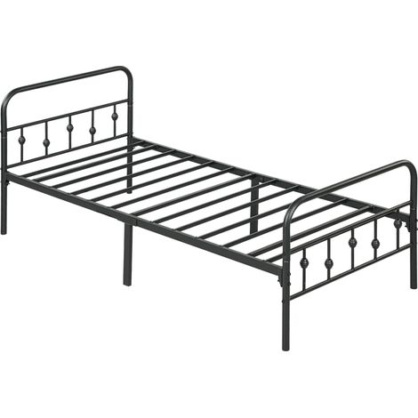 Cama metálica negra para colchón de 90 x 200 cm, estructura plegable, 82,5 cm, HOMVRA (1/5)