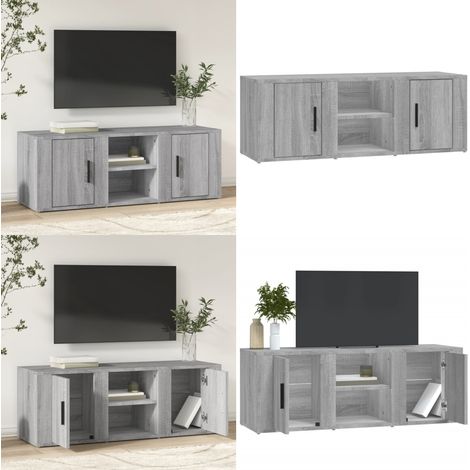 Meuble TV Sonoma gris 100x31,5x35 cm Bois d'ingénierie - Bois d'ingénierie - Rangement tv (1/5)
