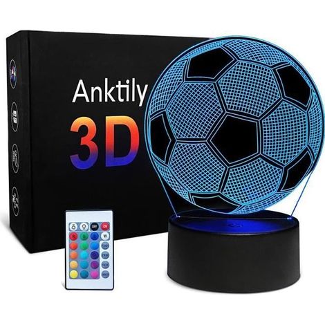 PRUMYA Veilleuse de football 3D LED Illusion Lampe Touch Light 7 Couleurs Changer de Cadeaux pour Enfants Chambre Décor (1/4)