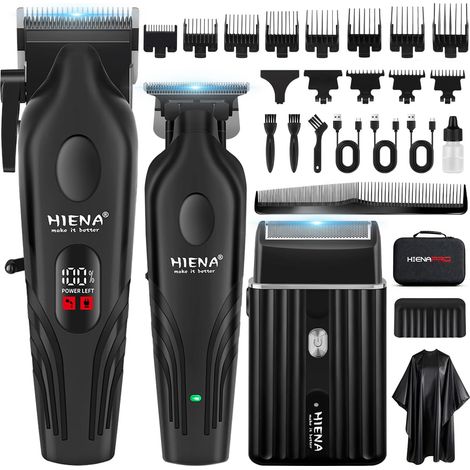 Tondeuse à cheveux pour homme, kit complet sans fil avec tondeuse électrique à lame en T, rasoir à barbe, kit de toilettage pour homme, 8 peignes de guidage, barbier ou maison (1/5)