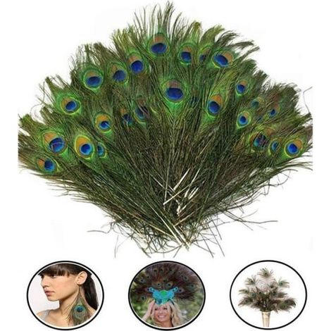 Plume De Paon - Artificielle - 10-12 Pouces - Pour Décoration Mariage Bijoux Chapeaux Accessoires Costume - 100 Pièces (1/2)