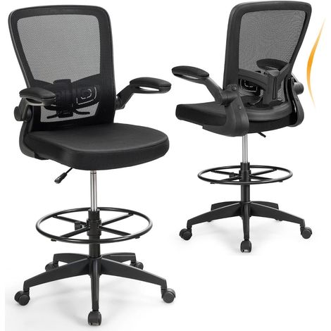 Sedia da ufficio ergonomica 68 x 68 x 109-129 cm altezza regolabile comfort ottimale stile moderno tessuto a rete nero 200014978