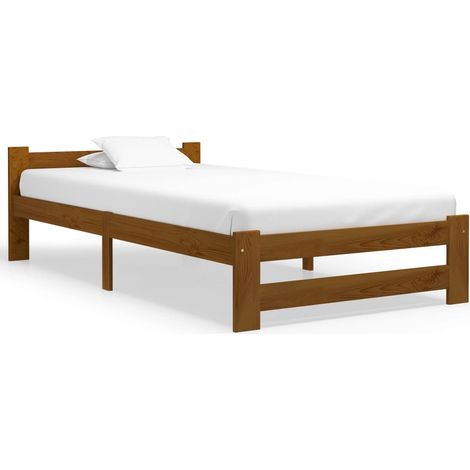 Cadre de lit sans matelas Marron miel Bois pin massif 90x200 cm
