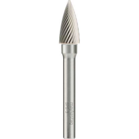 Fraise Rotative HM Tige Cylindrique Forme Arc à Pointe Effilée - Aciers, InoxD. 4 x Lt. 50 x Lu. 14 x Q. 6 mm - Diamwood